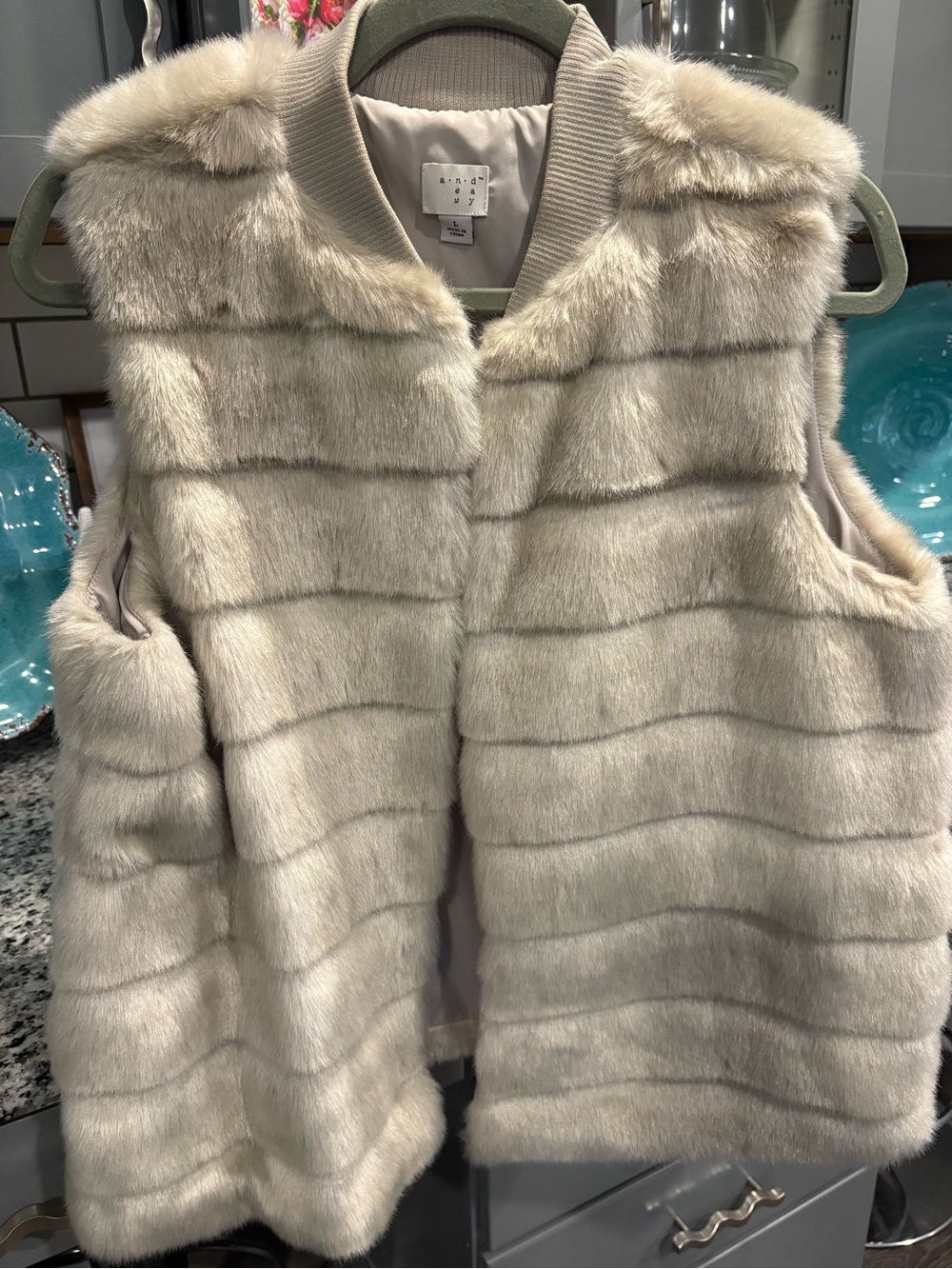 A New Day Cream Faux-Fur Vest